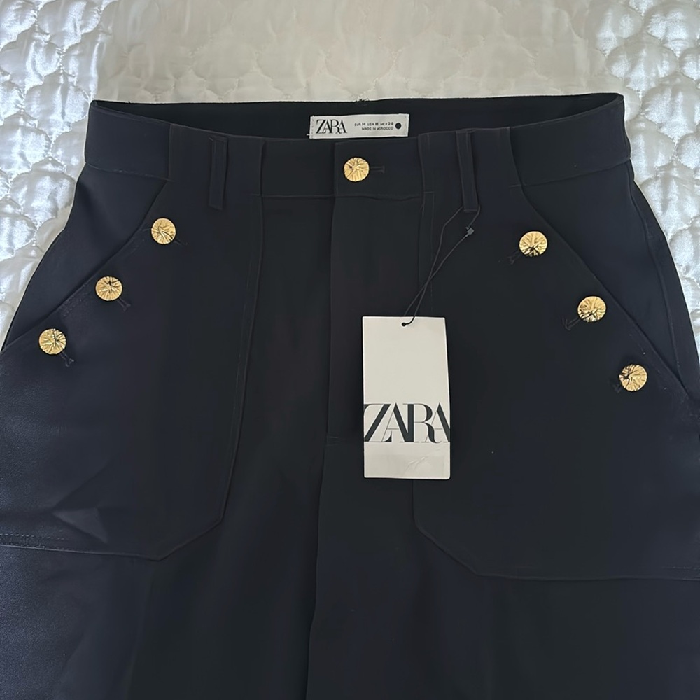 Zara high waisted gold button pants
